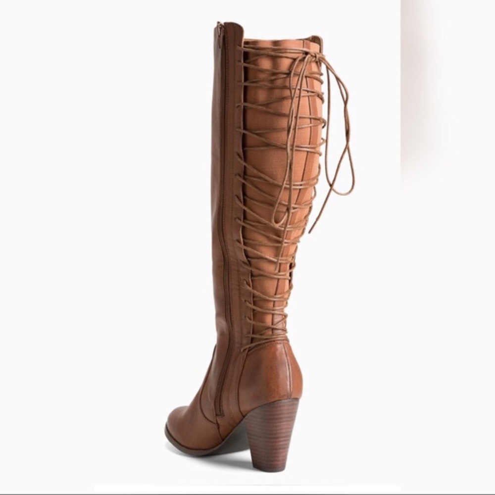 Wide calf faux leather boots